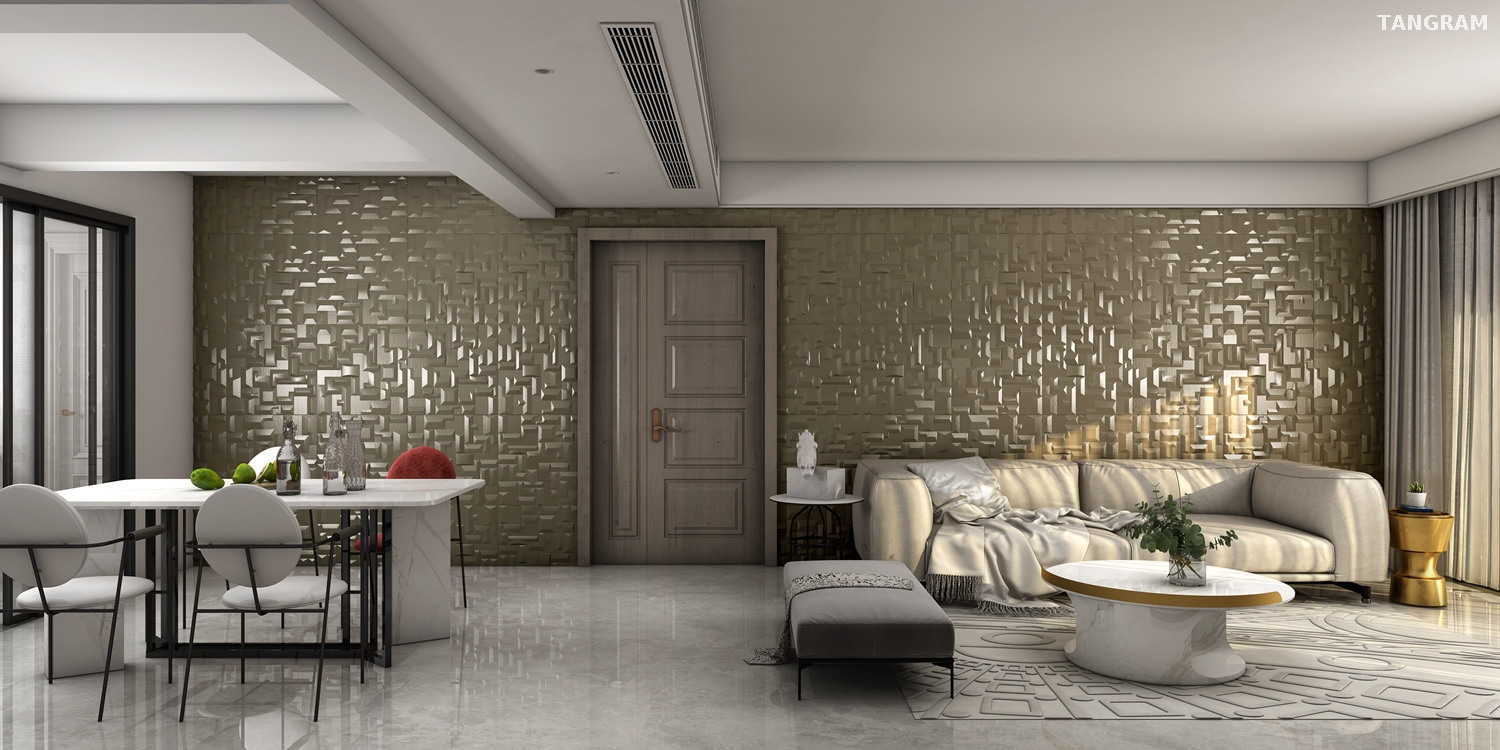 Panel de pared 3D del interior beige acústico
