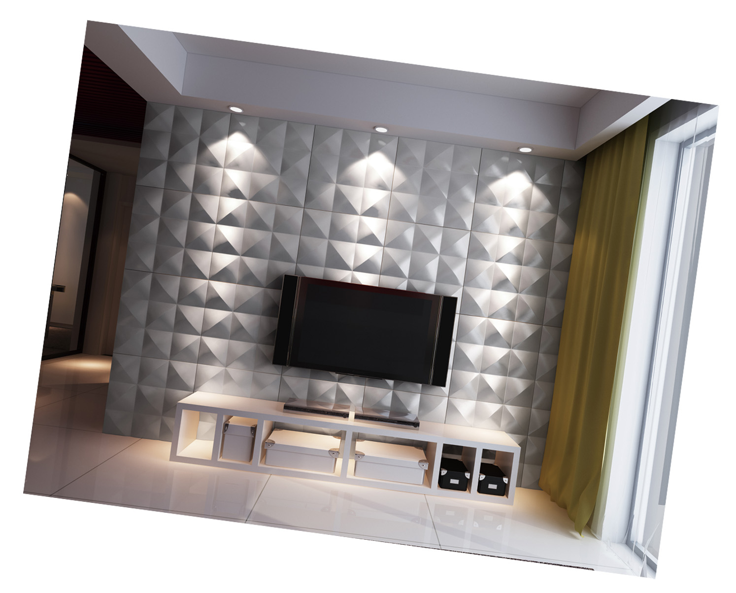 Decoración interior gris elegante panel de pared 3D